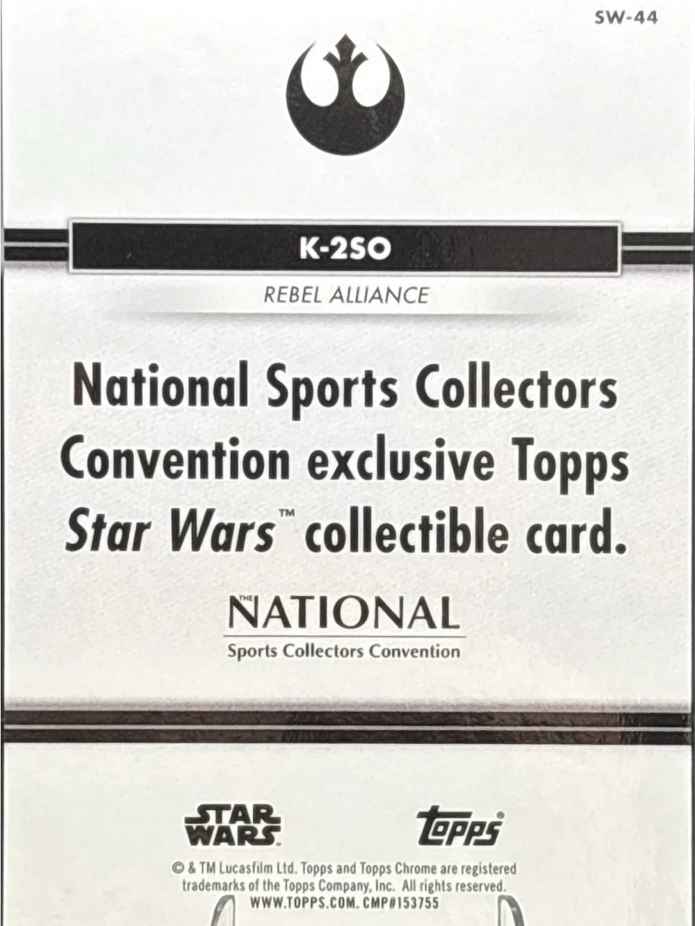 Topps Chrome Star Wars K-2SO Card - National Convention Red Prizm LE 4/5